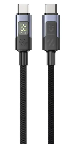 Unitek nabíjecí kabel USB-C - USB-C s displejem černá / Nabíjecí kabel / PD 60W / opletený / 3 m