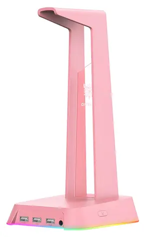 ONIKUMA ST-2 růžová / Stojan na sluchátka / RGB podsvícení / 3x USB 2.0 / 3,5mm jack