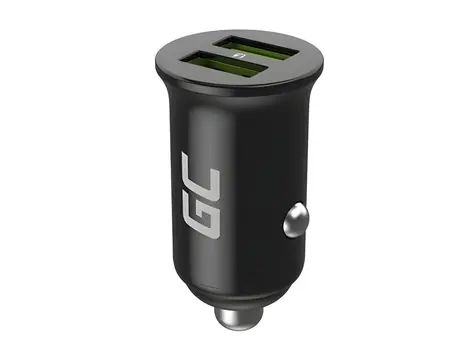 Green Cell GC PowerRide Nano36 černá / Nabíječka do auta / 36W / 2x USB-A / Ultra Charge