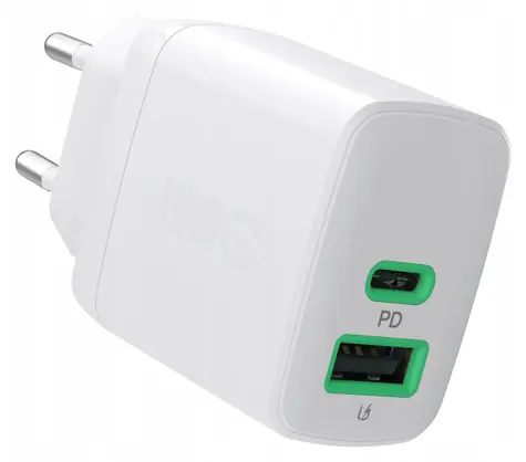 Green Cell PowerSource Duo30 bílá / Nabíječka / USB-A + USB-C / 3 A