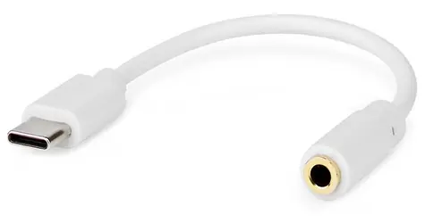 Nedis adaptér USB-C - Jack 3,5 mm bílý / Adaptér / Kulatý kabel / 10 cm