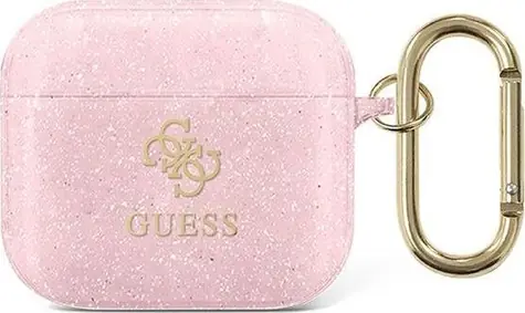 Guess Glitter Collection pouzdro pro Apple AirPods 3 růžová / Pouzdro / Třpytivé provedení