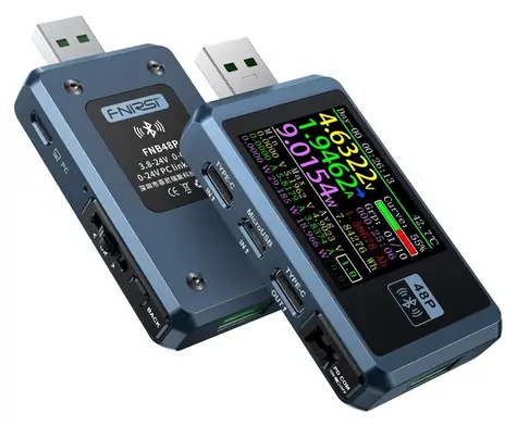 FNIRSI FNB48P BT / USB tester nabíjení / Bluetooth / USB-C, USB-A, microUSB / QC, PD, AFC / do 6,5 A