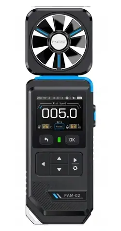 FNIRSI FAM-02 / Digitální anemometr / Rychlost větru / Teplota / Vlhkost / Barevný displej