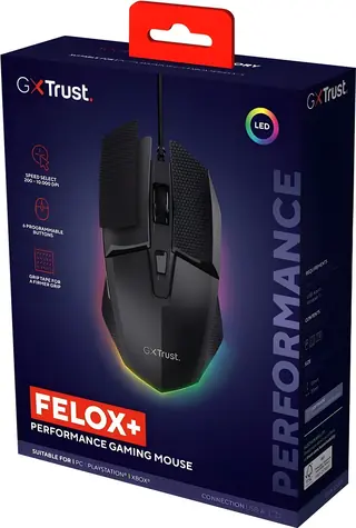 Trust GXT 121 Felox+ černá / Herní myš / optická / 10000 DPI / 6 tlačítek / USB-A