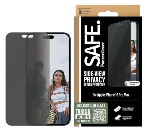 PanzerGlass SAFE / Ochranné sklo / Apple iPhone 16 Pro Max / Privacy / Ultra-Wide Fit