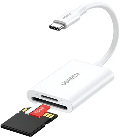 UGREEN CM265 Čtečka paměťových karet bílá / USB-C / 2v1