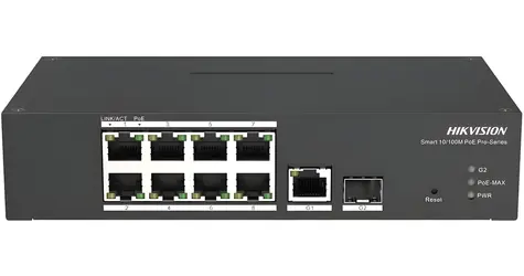 Hikvision DS-3T1310P-SI/HS / Switch / 8x 100 Mb/s PoE / 1x Gb RJ45 / 1x Gb SFP / 110 W