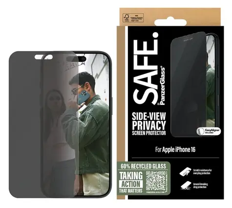 PanzerGlass SAFE iPhone 16 / Ochranné sklo / Privacy / Ultra-Wide Fit