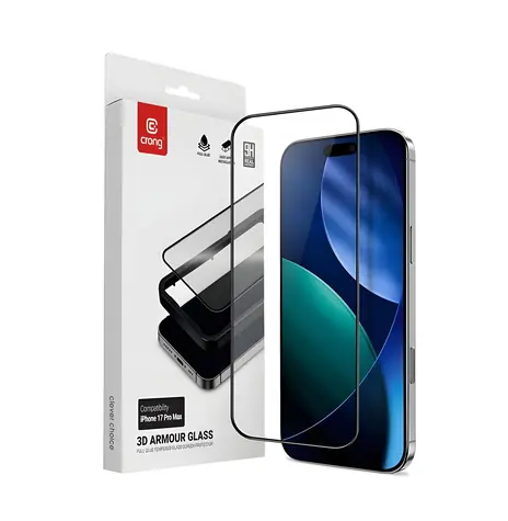 Crong 3D Armour Glass / Ochranné sklo / tvrzené / pro Apple iPhone 17 Pro Max / s instalačním rámečkem