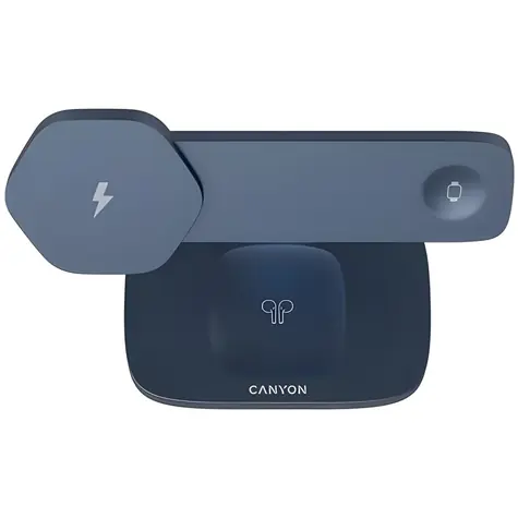 CANYON HEXAGON WCS-310 tmavě šedá/modrá / Bezdrátová nabíječka / 3v1 / 15W / magnetické uchycení