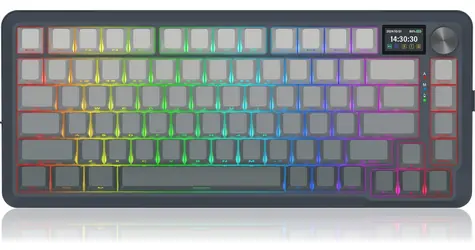 Redragon K708GG-RGB-PRO Flekact šedá / Bezdrátová herní klávesnice / mechanická / Leopard L / RGB