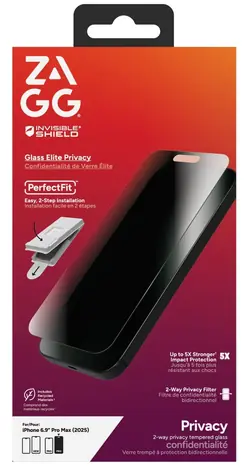 ZAGG Glass Elite Privacy 360 Apple iPhone 17 Pro Max / Ochranné sklo / Privacy filtr / 5x vyšší odolnost
