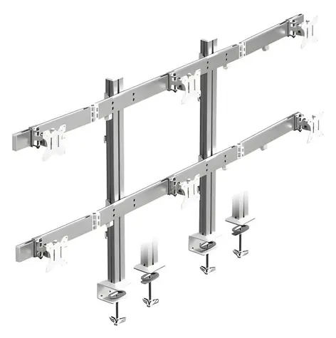 ICY BOX Diamond Stand 666 stříbrná / Držák monitoru / pro 6 monitorů / VESA 75x75, 100x100 mm / nosnost 48 kg