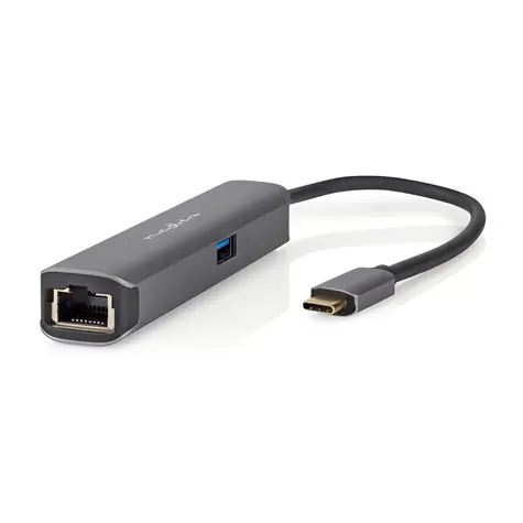 Nedis USB-C dokovací stanice 4v1 antracit / Dokovací stanice / HDMI výstup / RJ45 / USB-C PD 100 W / 5 Gbps / 0,2 m