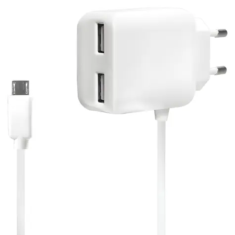 LogiLink bílá / Nabíjecí adaptér / 2x USB-A / Micro-USB kabel / 10,5W