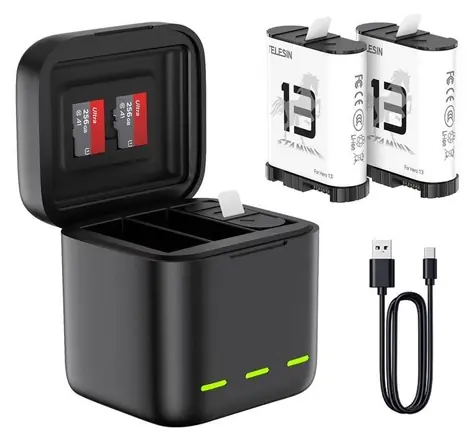 Telesin S0-BCG-10-TGP / Nabíječka baterií / 3 kanály / pro GoPro Hero 13 Black / USB-C