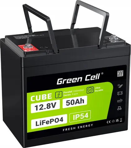 Green Cell CUBE LiFePO4 baterie 12,8V 50Ah / Baterie / 640Wh / do karavanu, golfového vozíku, off-grid