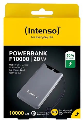 Intenso F10000 šedá / Powerbanka / 10 000 mAh / PD 3.0 / Quick Charge 3.0