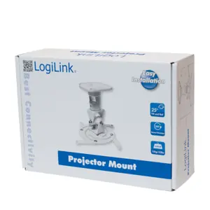 LogiLink BP0003 bílá / Stropní držák projektoru / do 15 kg / náklon 0-25° / otočení 360°