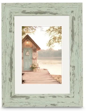 Hama Cottage pastelová mátová / Rámeček / Plast / 13×18 cm / Shabby chic / s paspartou