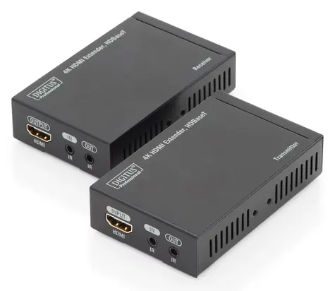 Digitus černá / HDMI extender set / HDBaseT / 4K 30Hz / 70 m / IR