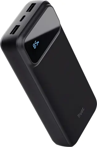 Trust Avala 20000 černá / Powerbanka / USB-C PD / 20W / 2x USB-A / LED displej