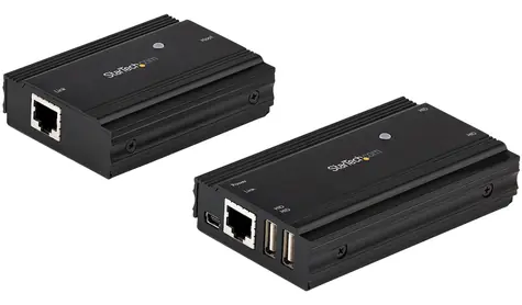 StarTech USB 2.0 Extender Hub 330ft černá / USB extender / dosah 100 m / 2x LAN port / hliníkové tělo