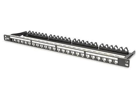 Digitus DN-91422 černá / Patch panel / 24 portů / 0,5U / stíněný / pro Keystone moduly / 19
