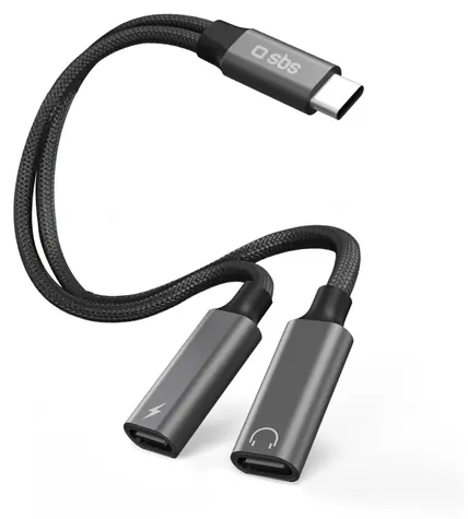 SBS rozbočovací kabel USB-C černá / Kabel / USB-C - 2x USB-C / 13 cm