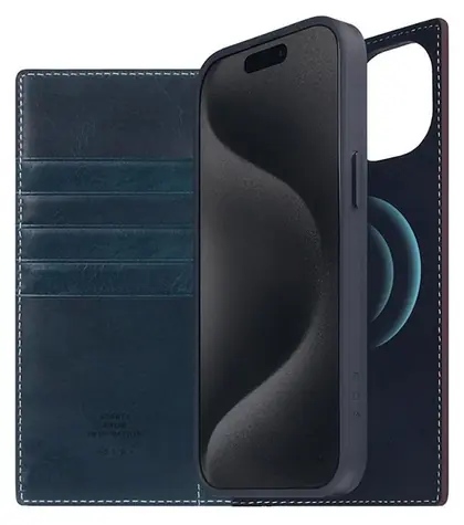 SLG Design D7 modrá / Pouzdro / MagSafe / Italian Wax Leather / pro Apple iPhone 15 Plus
