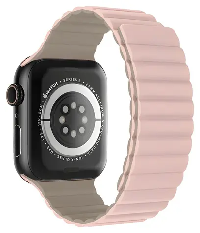 Devia Nature Silicone Magnetic 44/45/46 mm Stardust Pink / Řemínek pro Apple Watch / Silikonový / Magnetické zapínání