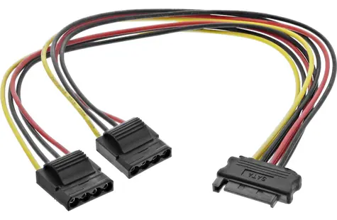 InLine napájecí Y-kabel SATA - 2x Molex 4-pin / Napájecí kabel / SATA 15-pin (M) - 2x Molex 4-pin (M) / 30 cm