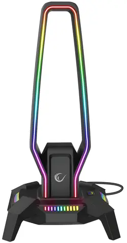 Rampage RM-H27 IGRIS černá / Stojan na sluchátka / RGB / USB-C