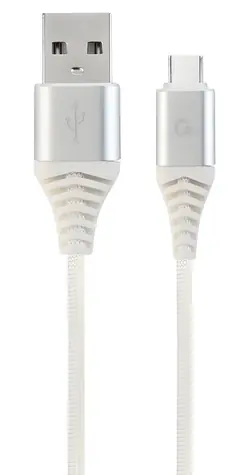 Cablexpert USB-A - USB-C bílo-stříbrná / USB kabel / opletený / 2 m