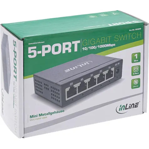 InLine 5-portový Gigabit switch / Switch / 1000 Mbit/s / bez ventilátoru / Plug & Play