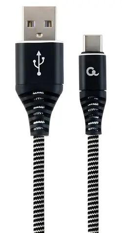 Cablexpert USB-A - USB-C černo-bílá / USB kabel / opletený / 1 m