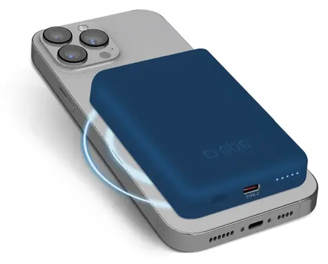 SBS Power Bank 5000 mAh modrá / Bezdrátová powerbanka / MagSafe / 10 W / USB-C