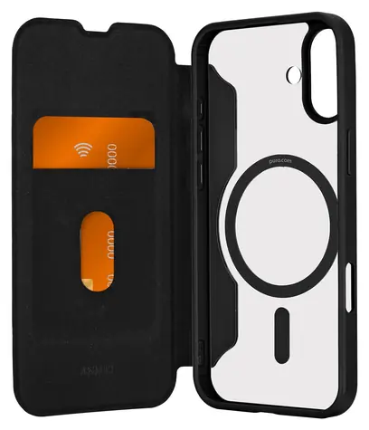 Puro Book Wallet Mag 2 černá / Pouzdro / MagSafe / iPhone 16 Plus