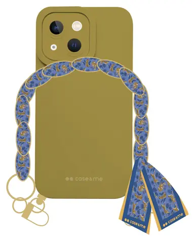 SBS case&me Lady Case žlutá / Pouzdro pro Apple iPhone 14 Plus / s řetízkem na zápěstí a šátkem