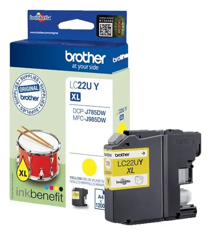 Brother LC-22UY Yellow / Inkoustová cartridge / DCP-J785DW, MFC-J985DW / Originální