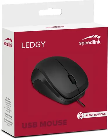 Speed Link SL-610015-BKBK LEDGY černá / Myš / optická / tichý klik / 3 tlačítka / USB