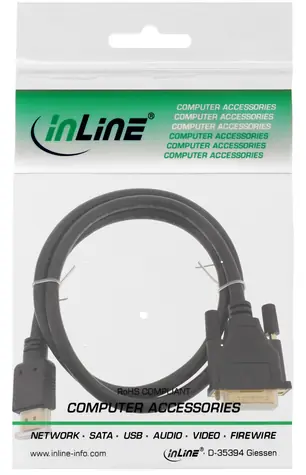 InLine černá / Adaptérový kabel / HDMI (M) - DVI-D (M) / pozlacené konektory / 2 m