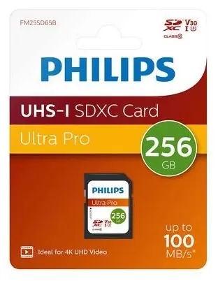 Philips SDXC 256GB / Paměťová karta / Class 10 / UHS-I U3 / V30 / A1 / čtení 100 MB/s
