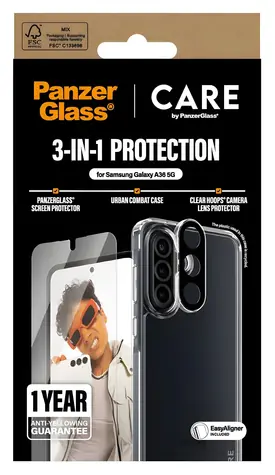 PanzerGlass CARE Bundle 3v1 pro Samsung Galaxy A36 5G / Ochranná sada / Tvrzené sklo UWF