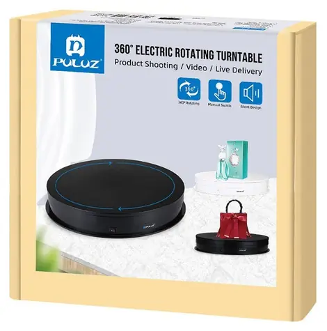 Puluz PU3049B černá / Otočný stolek / Průměr 30 cm / USB / Nosnost 10 kg