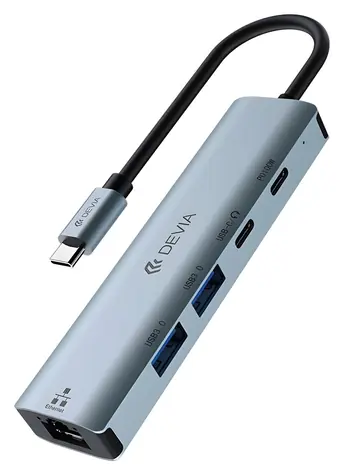 Devia Leopard Series EC701 tmavě šedá / USB-C hub / 5v1