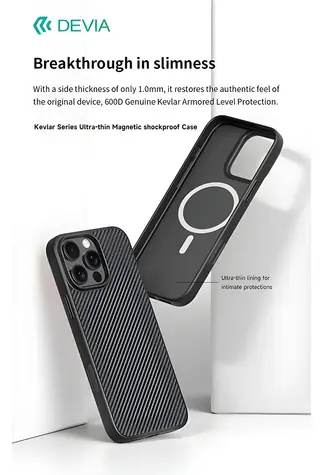 Devia Kevlar Magnetic iPhone 16 Pro černá / Ochranný kryt / Ultratenký / Odolný proti nárazu