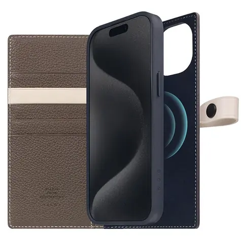 SLG Design D8 MagSafe Hybrid Full Grain Leather Etoff Cream / Pouzdro / MagSafe / Apple iPhone 15 Plus