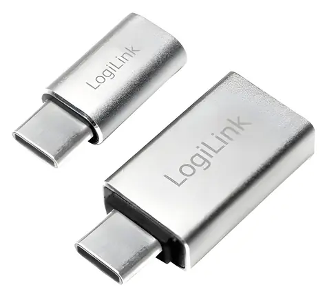 LogiLink sada adaptérů USB-C / Adaptér / USB-C (M) - USB-A, Micro USB (F) / hliník / 2 ks